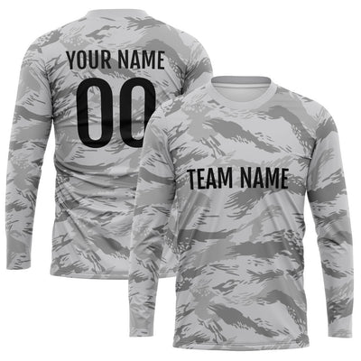 Custom Basketball Soccer Football Shooting Long T-Shirt for Adults and Kids Camouflage Gray enthsush
