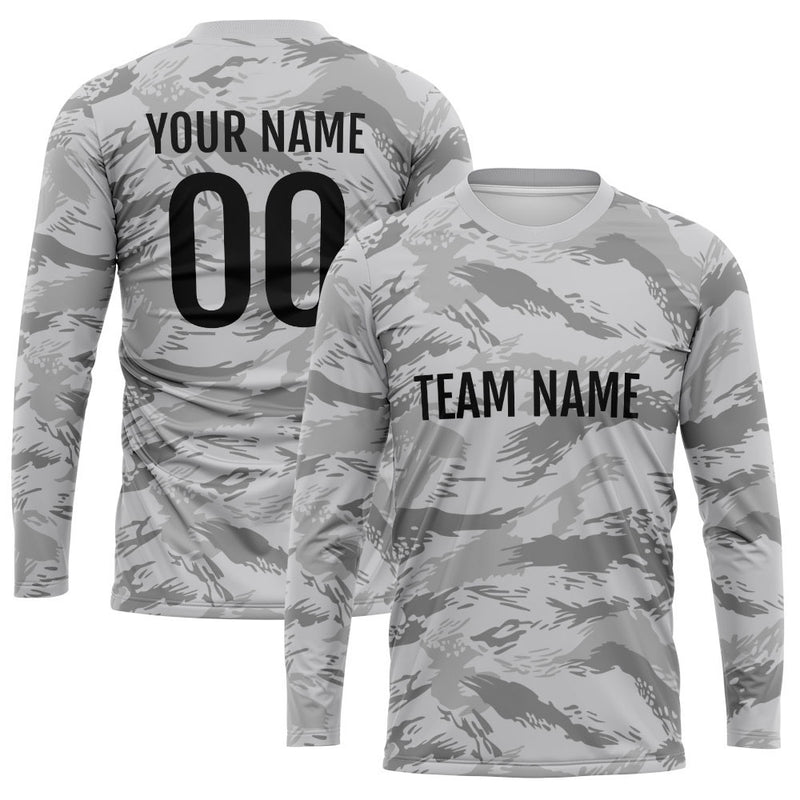 Custom Basketball Soccer Football Shooting Long T-Shirt for Adults and Kids Camouflage Gray