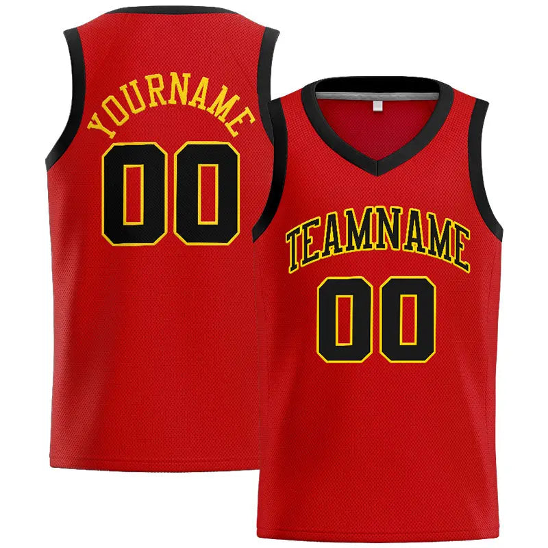 Custom Stitched Basketball Jersey for Men, Women And Kids Red-Black-Yellow enthsush