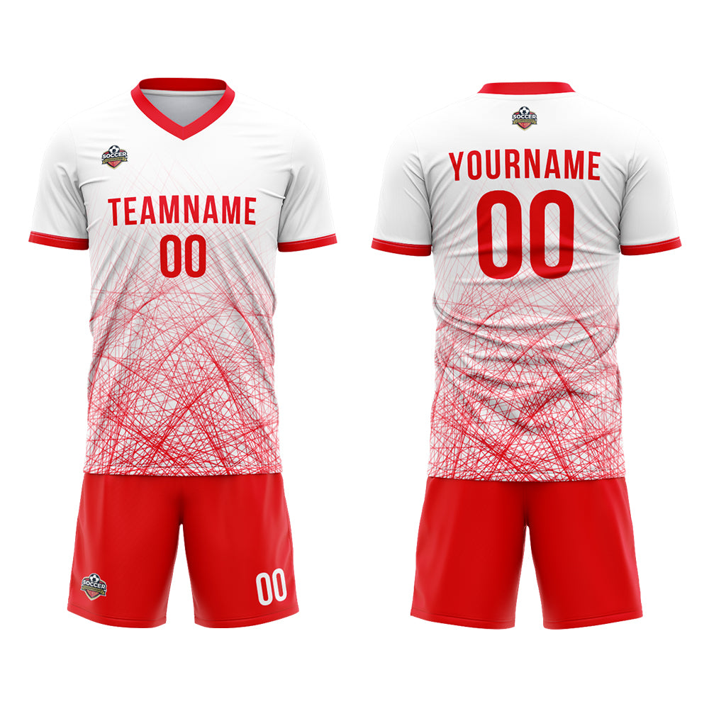 Custom Soccer Jerseys for Men Women Personalized Soccer Uniforms for Adult and Kid White-Red enthsush