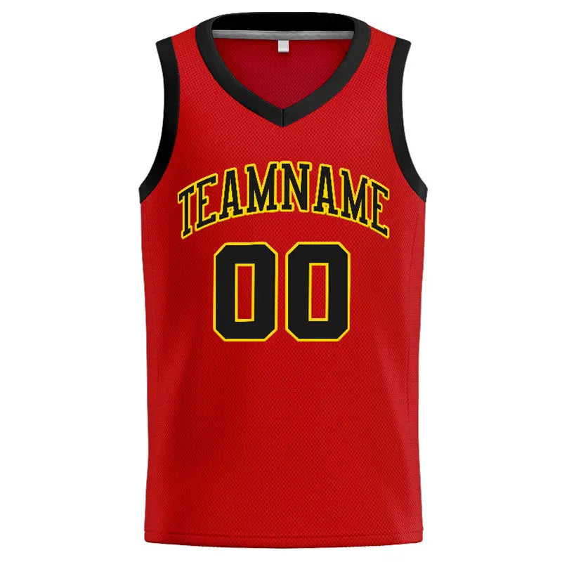 Custom Stitched Basketball Jersey for Men, Women And Kids Red-Black-Yellow enthsush