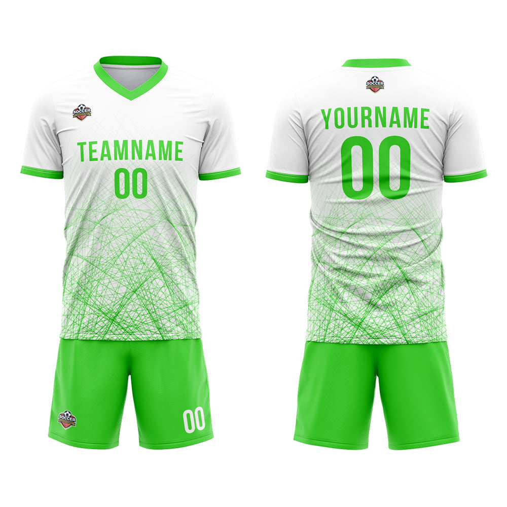 Custom Soccer Jerseys for Men Women Personalized Soccer Uniforms for Adult and Kid White-Neon Green enthsush