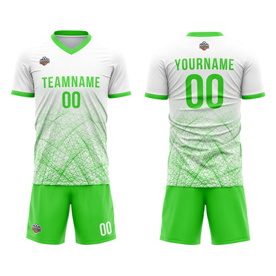 Custom Soccer Jerseys for Men Women Personalized Soccer Uniforms for Adult and Kid White-Neon Green enthsush