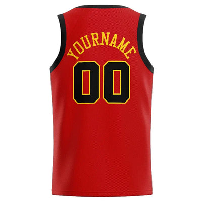 Custom Stitched Basketball Jersey for Men, Women And Kids Red-Black-Yellow enthsush