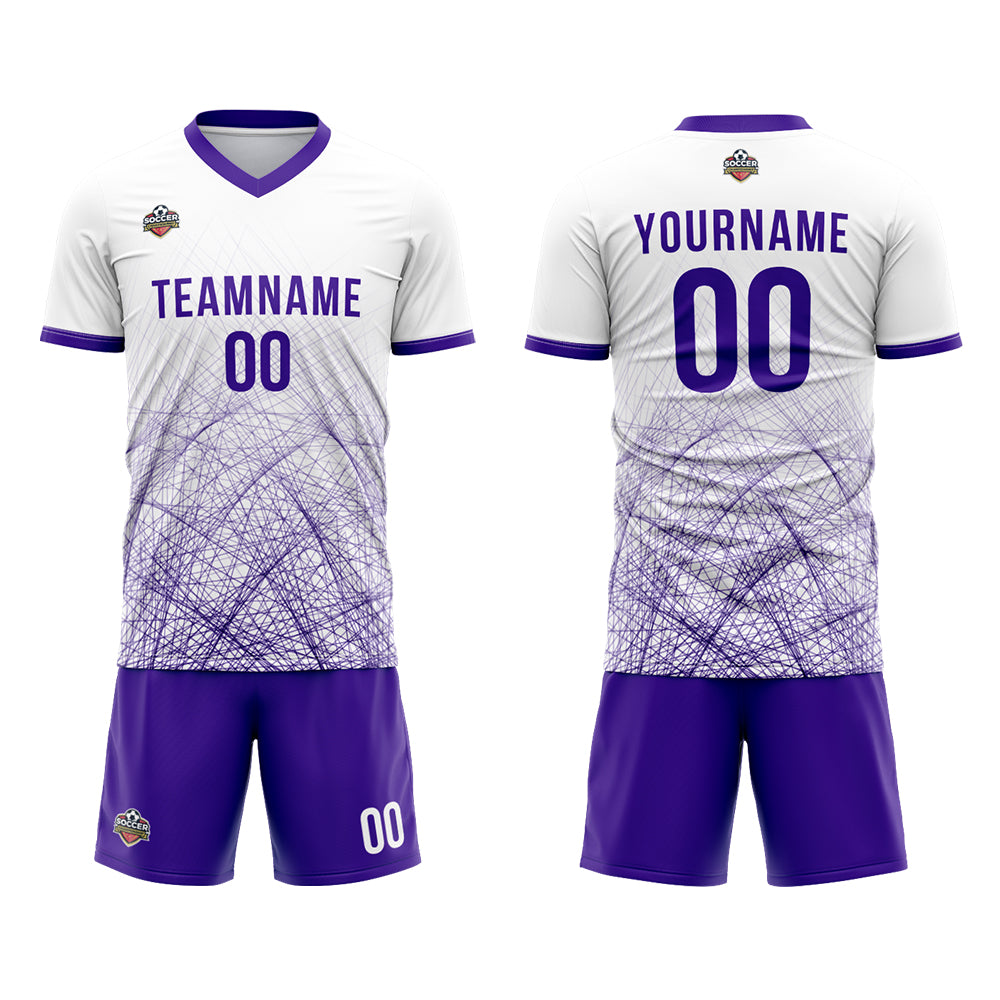 Custom Soccer Jerseys for Men Women Personalized Soccer Uniforms for Adult and Kid White-Purple enthsush