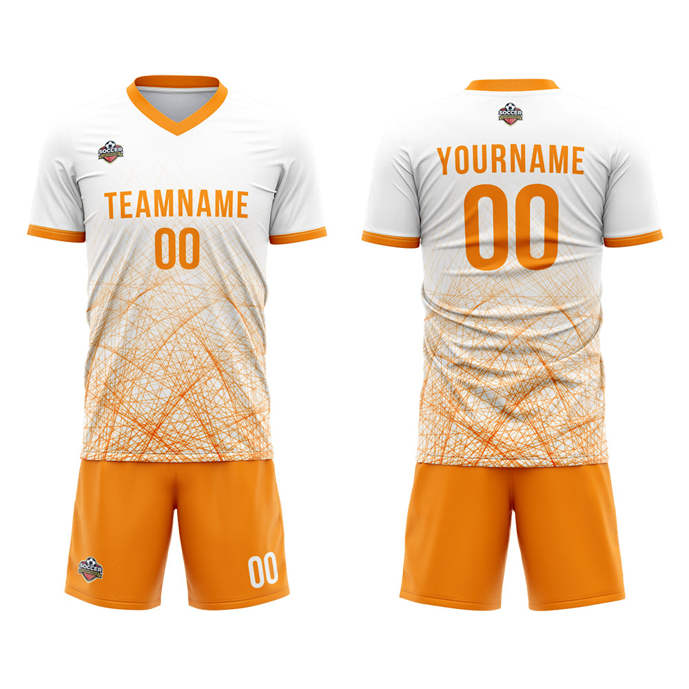 Custom Soccer Jerseys for Men Women Personalized Soccer Uniforms for Adult and Kid White-Orange enthsush
