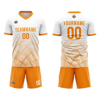 Custom Soccer Jerseys for Men Women Personalized Soccer Uniforms for Adult and Kid White-Orange enthsush