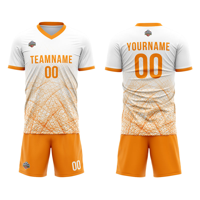 Custom Soccer Jerseys for Men Women Personalized Soccer Uniforms for Adult and Kid White-Orange
