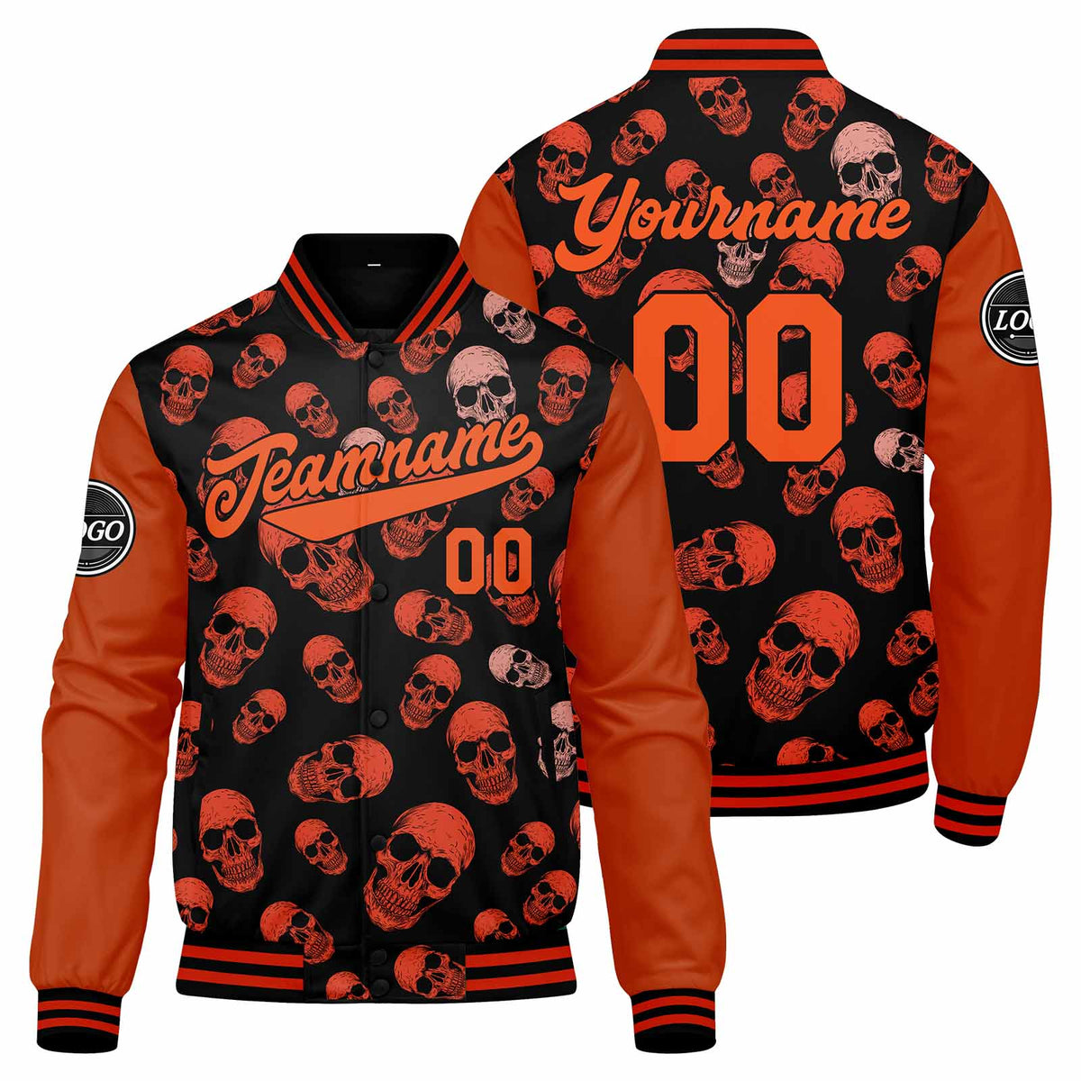 Custom Varsity Jacket Letterman jacket for Men, Women and Youth Orange enthsush
