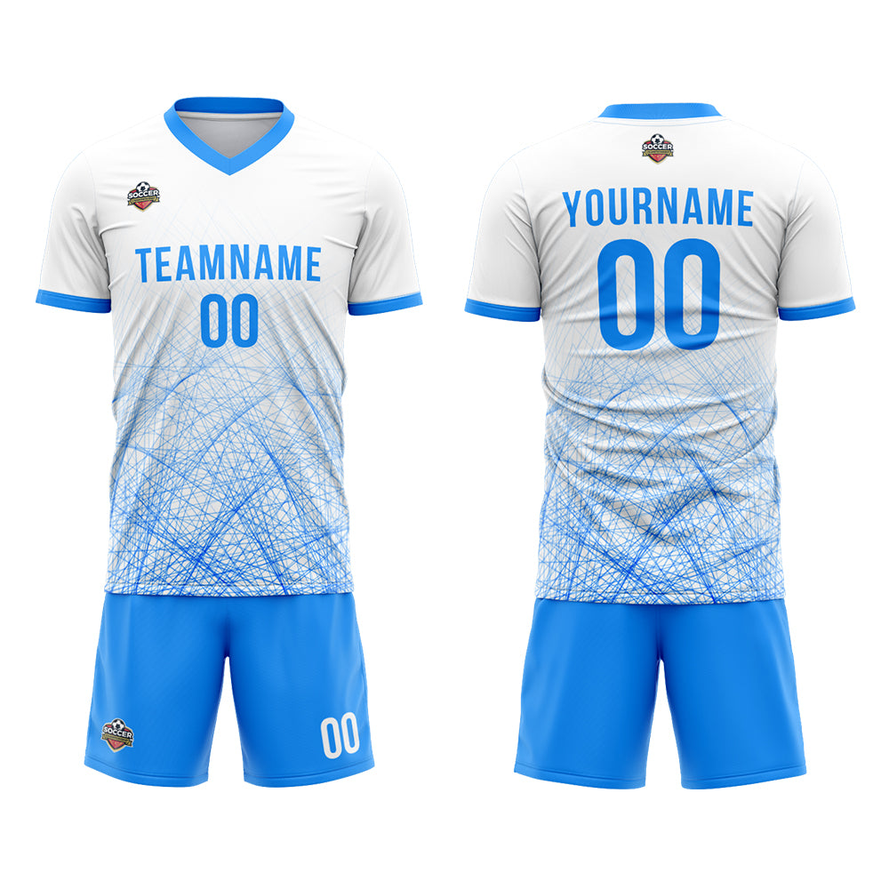Custom Soccer Jerseys for Men Women Personalized Soccer Uniforms for Adult and Kid White-Blue enthsush