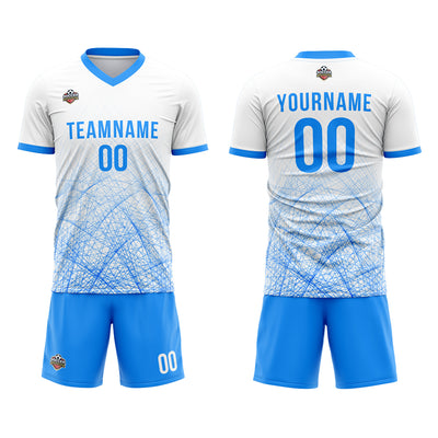 Custom Soccer Jerseys for Men Women Personalized Soccer Uniforms for Adult and Kid White-Blue enthsush