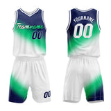 Custom Basketball Jersey Uniform Suit Printed Your Logo Name Number Navy-Green-White