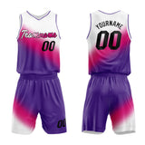 Custom Basketball Jersey Uniform Suit Printed Your Logo Name Number White-Hot Pink-Purple