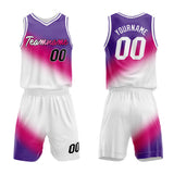 Custom Basketball Jersey Uniform Suit Printed Your Logo Name Number Purple-Hot Pink-White