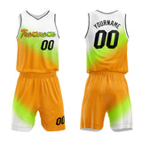 Custom Basketball Jersey Uniform Suit Printed Your Logo Name Number White-Green-Orange