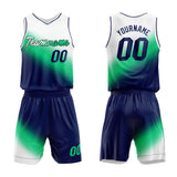 Custom Basketball Jersey Uniform Suit Printed Your Logo Name Number White-Green-Navy