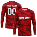 Custom Basketball Soccer Football Shooting Long T-Shirt for Adults and Kids Camouflage Red enthsush