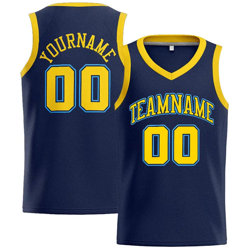 Custom Stitched Basketball Jersey for Men, Women And Kids Navy-Yellow-Light Blue enthsush