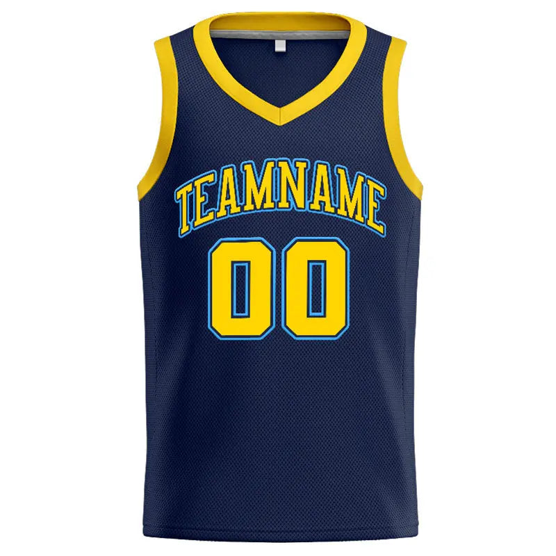 Custom Stitched Basketball Jersey for Men, Women And Kids Navy-Yellow-Light Blue enthsush