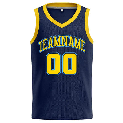 Custom Stitched Basketball Jersey for Men, Women And Kids Navy-Yellow-Light Blue enthsush