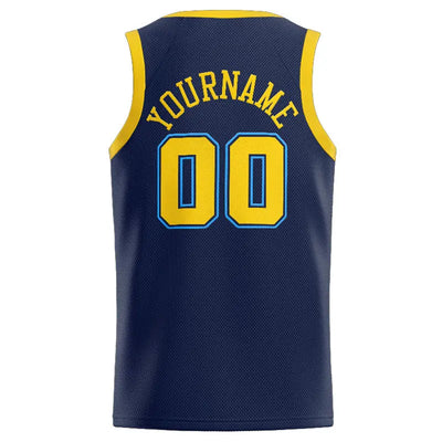 Custom Stitched Basketball Jersey for Men, Women And Kids Navy-Yellow-Light Blue enthsush