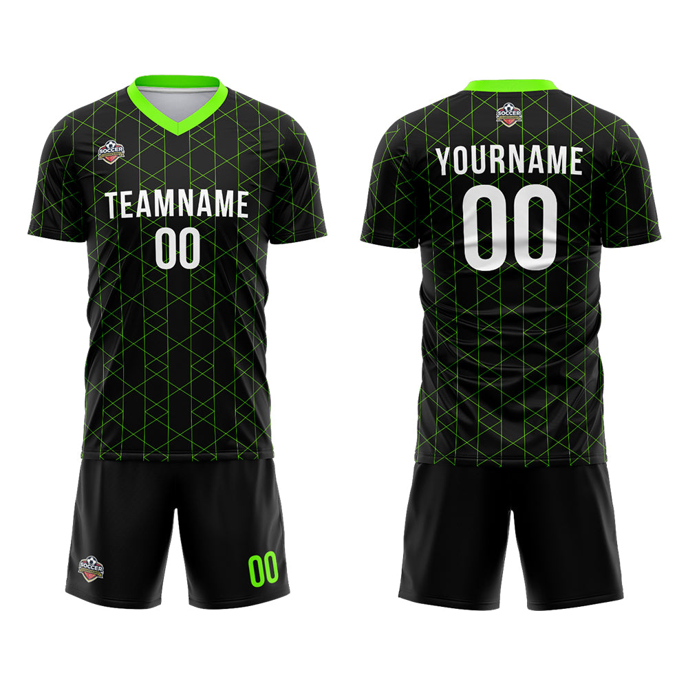 Custom Soccer Jerseys for Men Women Personalized Soccer Uniforms for Adult and Kid Black-Neon Green enthsush