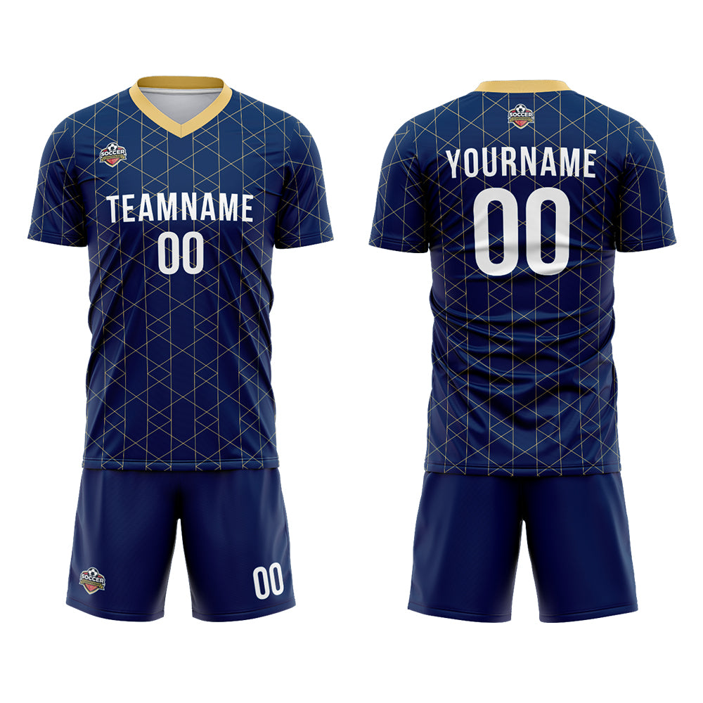 Custom Soccer Jerseys for Men Women Personalized Soccer Uniforms for Adult and Kid Navy-Gold enthsush