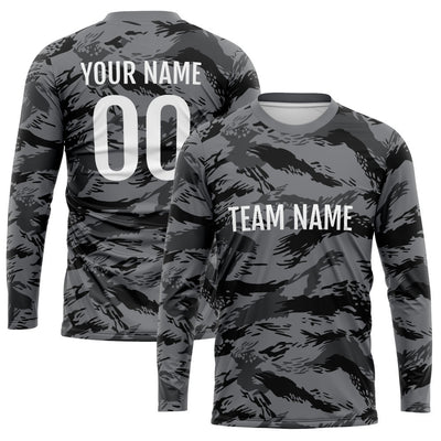 Custom Basketball Soccer Football Shooting Long T-Shirt for Adults and KidsCamouflage Black enthsush