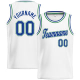 Custom Stitched Basketball Jersey for Men, Women And Kids Kelly White-Blue-Teal