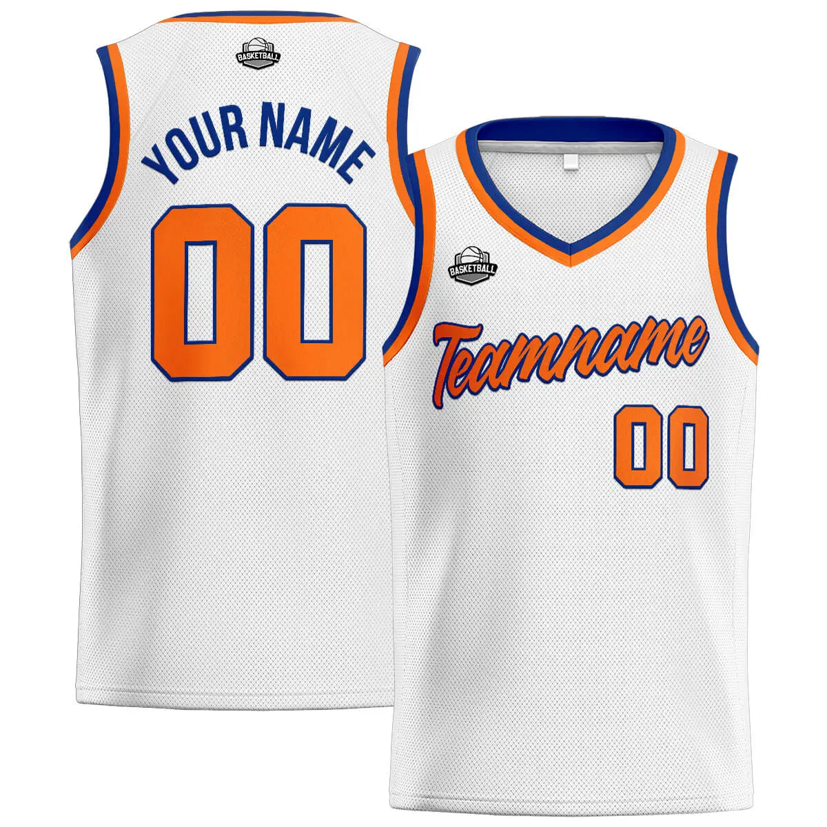 Custom Stitched Basketball Jersey for Men, Women  And Kids White-Orange-Royal enthsush