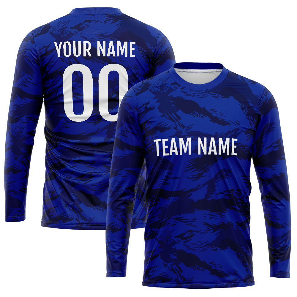 Custom Basketball Soccer Football Shooting Long T-Shirt for Adults and Kids Camouflage Royal enthsush