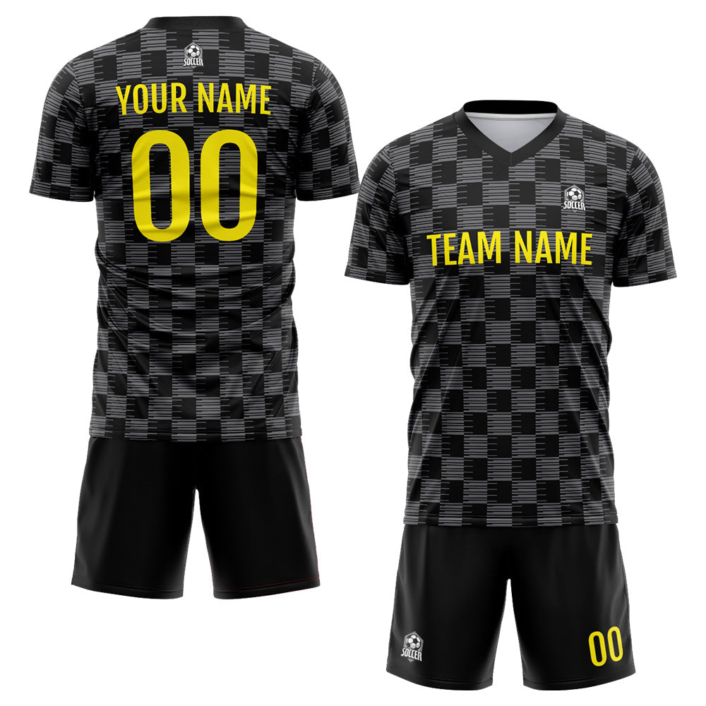 Custom Soccer Jerseys for Men Women Personalized Soccer Uniforms for Adult and Kid Black-Gray enthsush