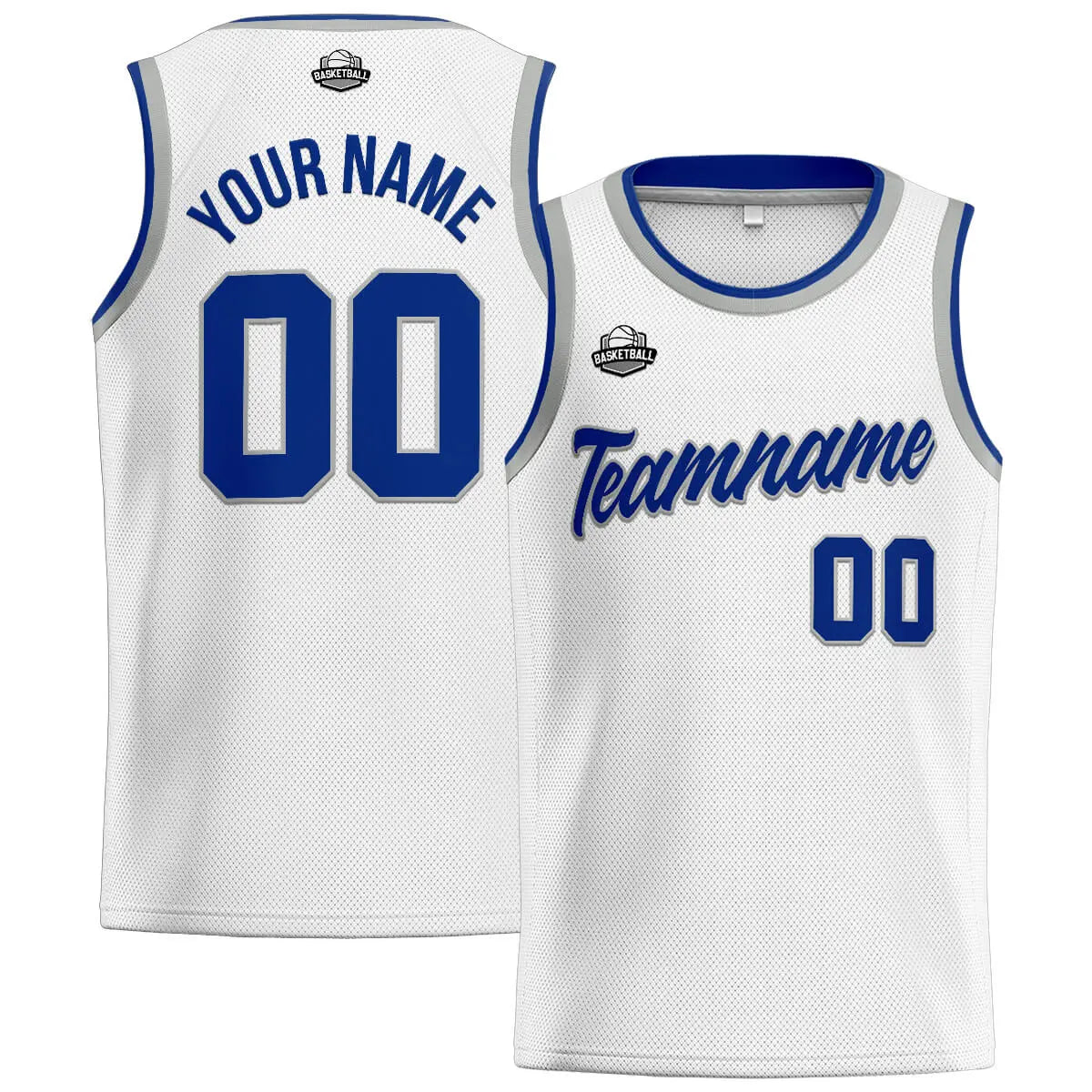 Custom Stitched Basketball Jersey for Men, Women  And Kids White-Royal-Gray enthsush