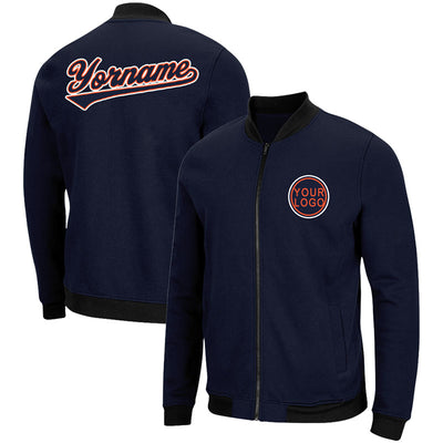 Custom Long Sleeve Windbreaker Jackets Uniform Printed Your Logo Name Number Navy-Orange-White enthsush