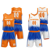Custom Basketball Jersey Uniform Suit Printed Your Logo Name Number Orange-Blue