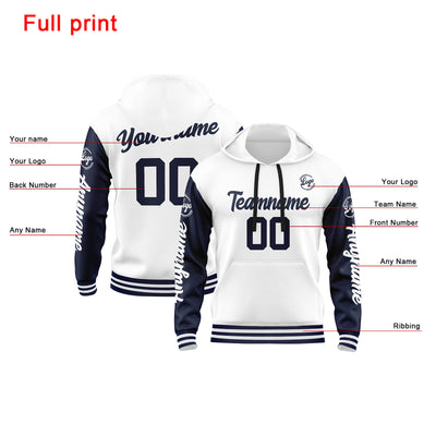 Custom Navy White Sweatshirt Hoodie For Men Women Girl Boy Print Your Logo Name Number enthsush