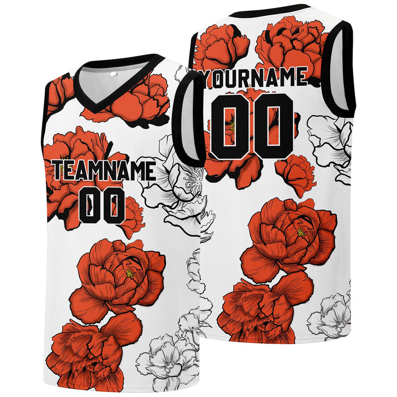 Custom basketball jersey for men and women. Stitched and printed name, number and logo Orange