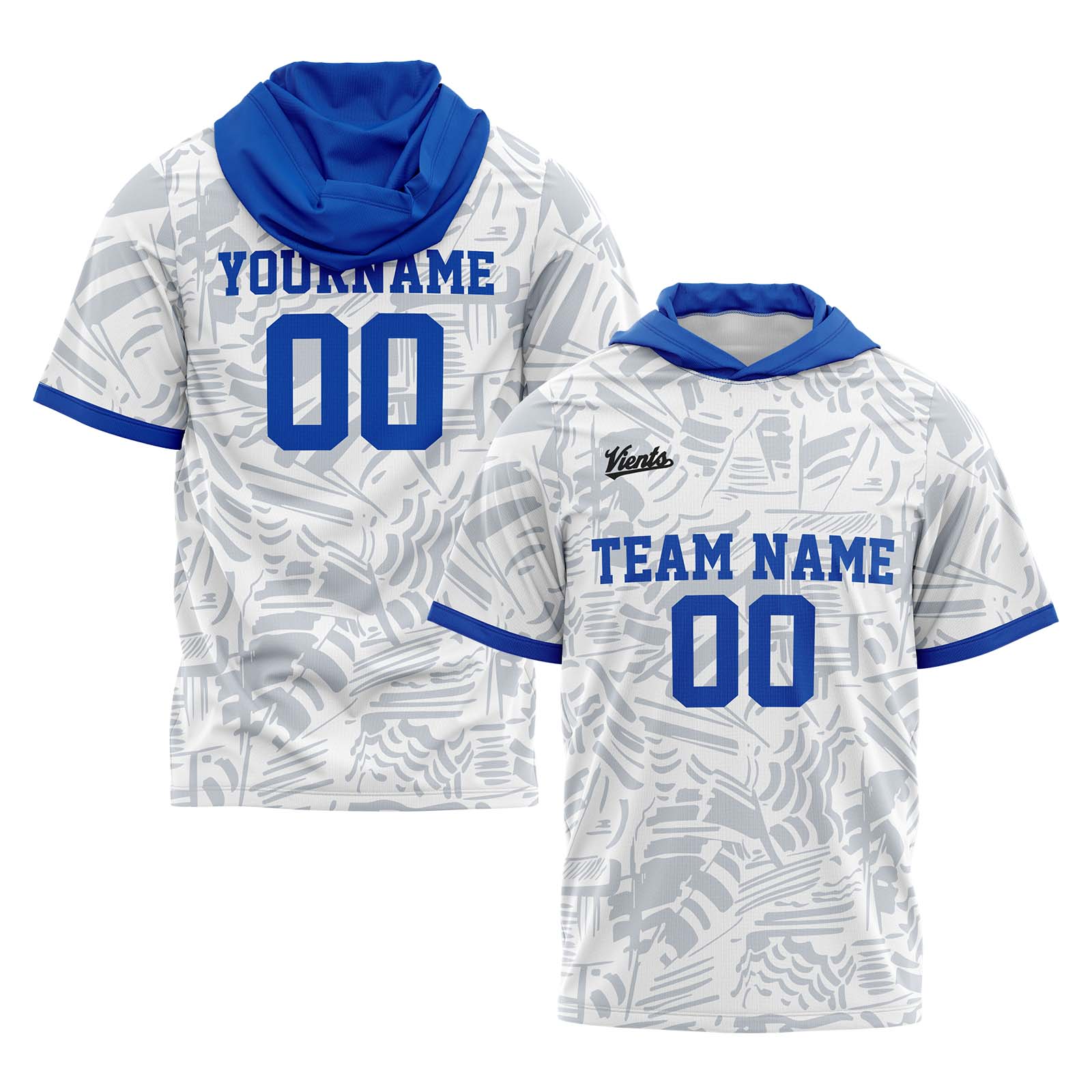 Custom White Blue Sleeve Hoodies for Men Women Shirts with Hoods Printed Name Logo enthsush