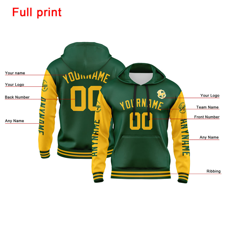 Custom Green Yellow Sweatshirt Hoodie For Men Women Girl Boy Print Your Logo Name Number
