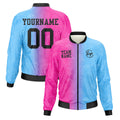 Custom Long Sleeve Windbreaker Jackets Uniform Printed Your Logo Name Number Hot Pink-Light Blue enthsush