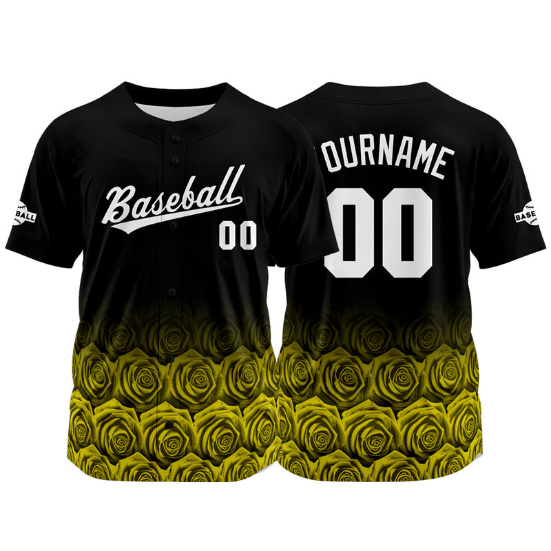 Custom Full Print Design Authentic Baseball Jersey rose-yellow