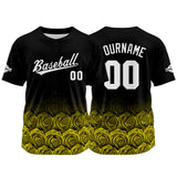 Custom Full Print Design Authentic Baseball Jersey rose-yellow