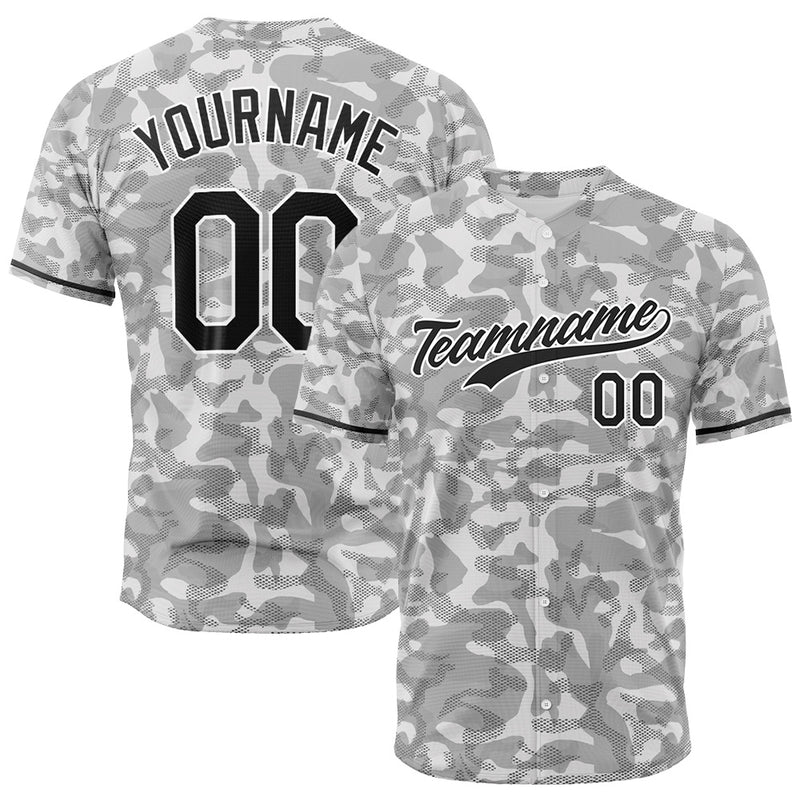 Custom Full Print Design Authentic Baseball Jersey gray camouflage