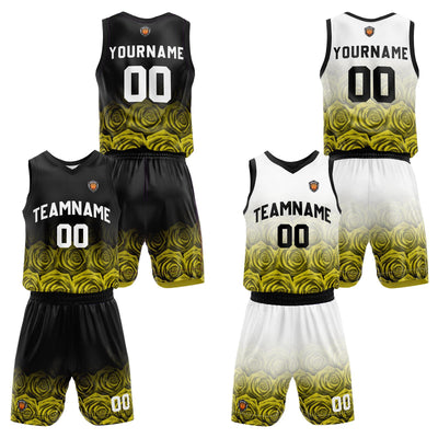 Custom Rose Yellow Reversible Basketball Suit for Adults and Kids Personalized Jersey enthsush