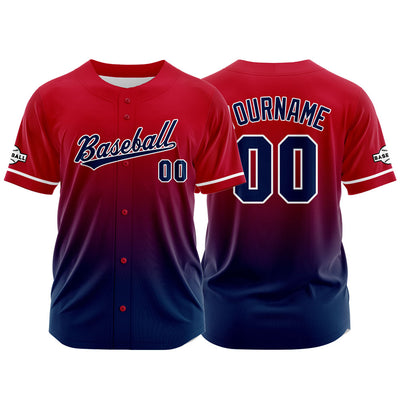 Custom Full Print Design Authentic Baseball Jersey red-navy enthsush