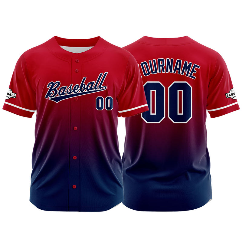 Custom Full Print Design Authentic Baseball Jersey red-navy