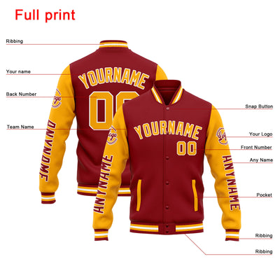 Custom Varsity Jacket Letterman jacket for Men, Women and Youth Red Orange enthsush