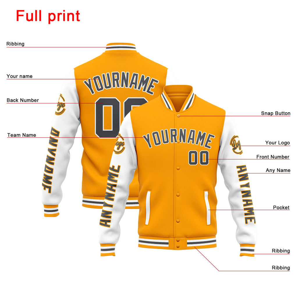 Custom Varsity Jacket Letterman jacket for Men, Women and Youth Yellow White enthsush