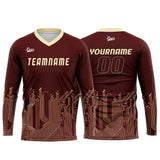 Custom Dark Red Light Yellow Basketball Soccer Football Shooting Long T-Shirt for Adults and Kids