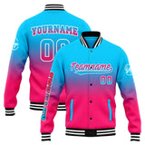 Custom Gradient Varsity Jacket Letterman jacket for Men, Women and Youth Light Blue&Pink